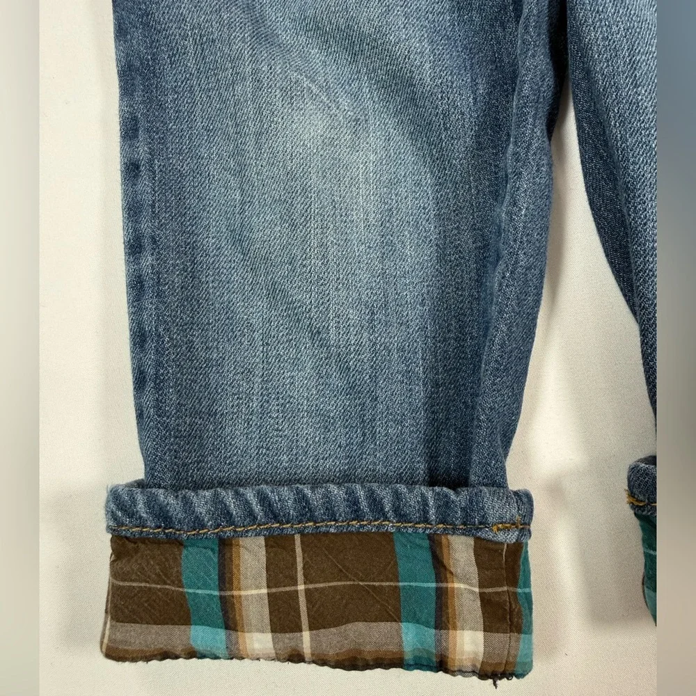 GYMBOREE Boys Denim Jeans 2T 2016 OT Winter Plaid‎ Cuff Cottagecore Farmhouse